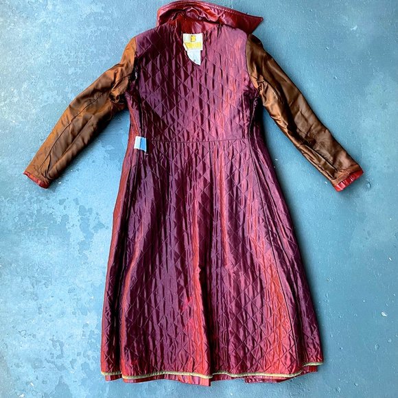 Vintage 70’s Long Leather Trench Coat Penny Lane Oxblood Belted Maxi Boho Jacket - Picture 15 of 17